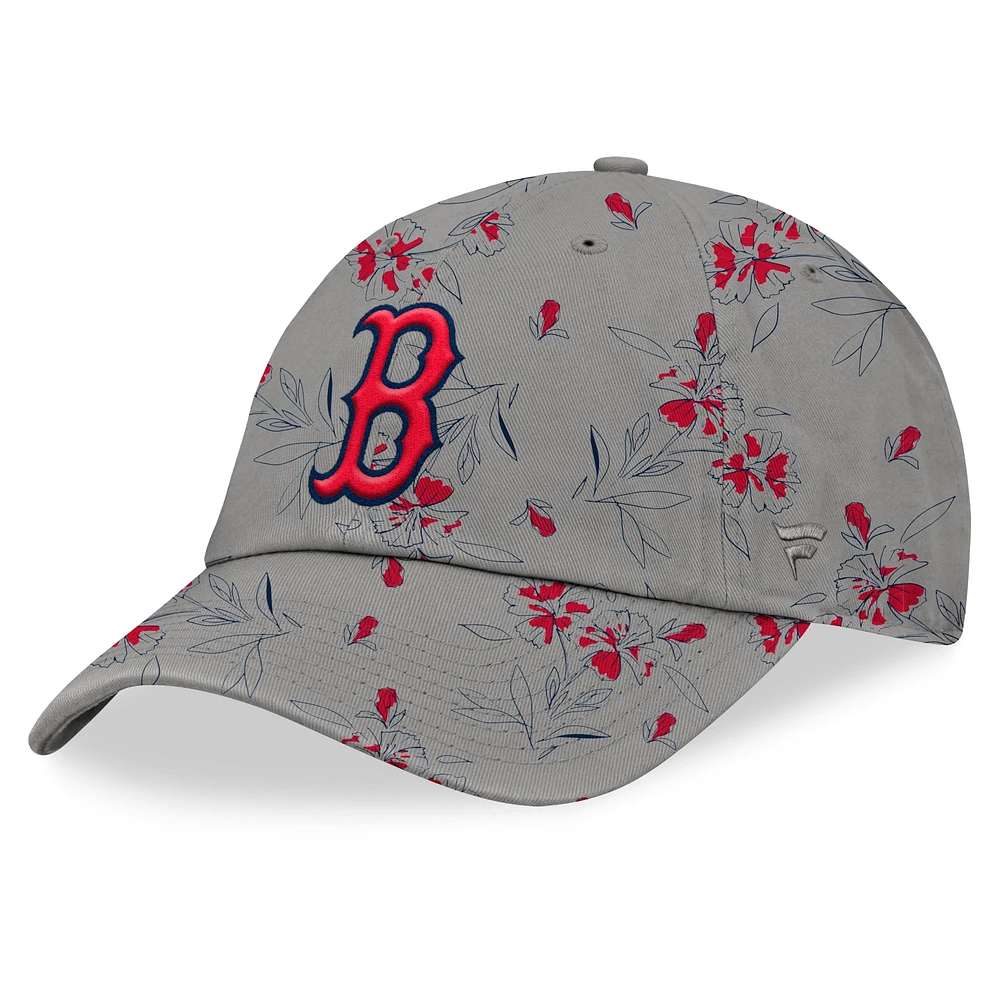 Casquette réglable à fleurs fondamentales Boston Red Sox Fanatics pour femmes, gris