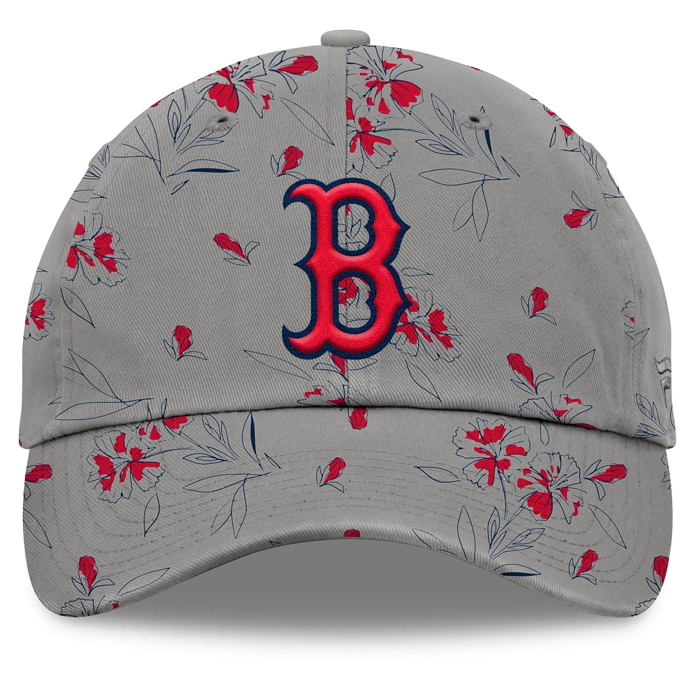 Casquette réglable à fleurs fondamentales Boston Red Sox Fanatics pour femmes, gris