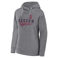 Sweat à capuche léger Fanatics Heather Grey Boston Red Sox Script Favorite pour femmes