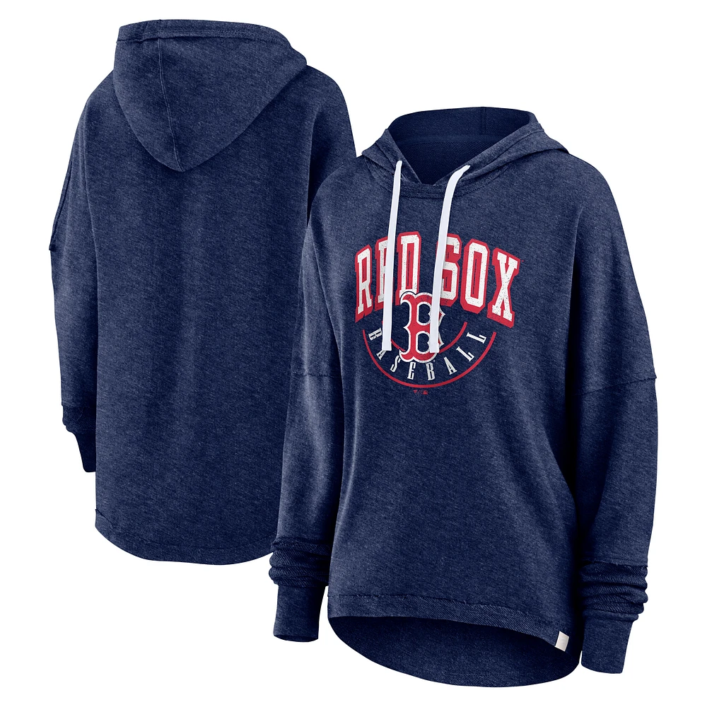 Women's Fanatics Heather Navy Boston Red Sox Luxe Pullover Hoodie