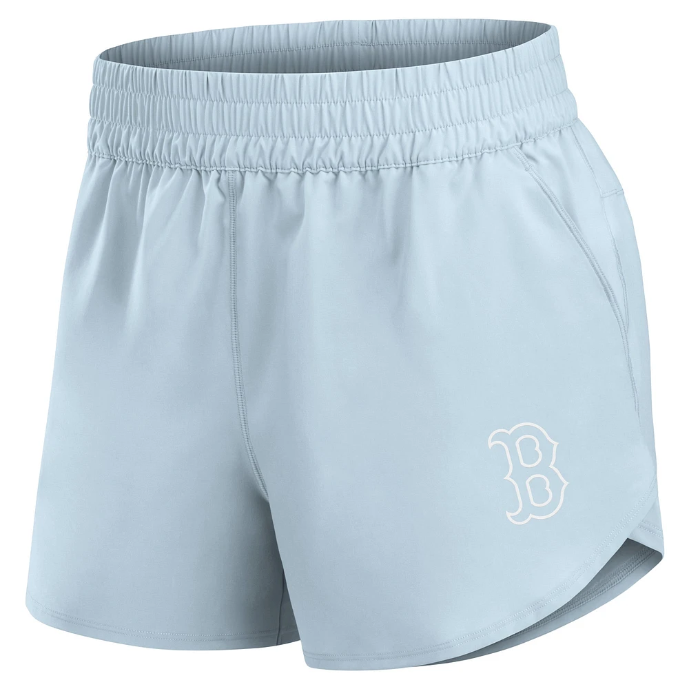 Women's Fanatics Light Blue Boston Red Sox Studio Woven Vibe Shorts