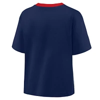 Women's Fanatics Navy/Graphite Boston Red Sox Oversized Race To Win V-Neck T-Shirt