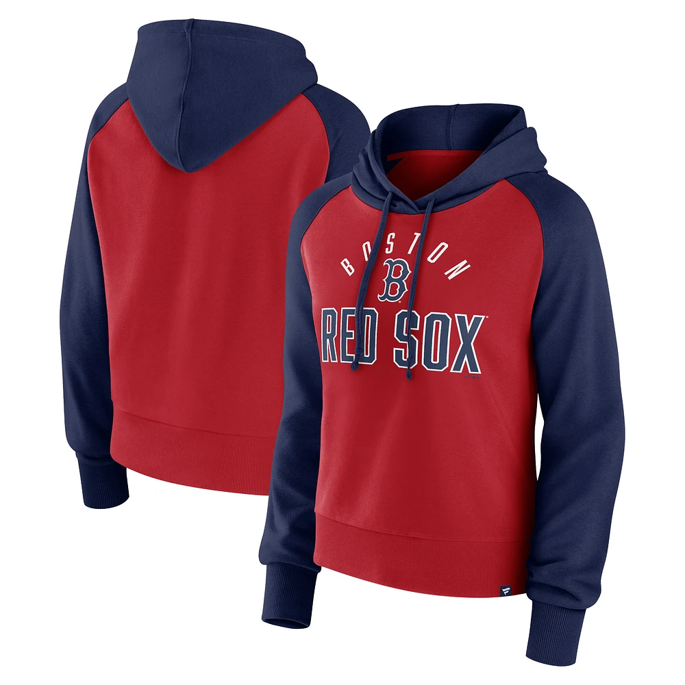 Sweat à capuche Pop Fly Fanatics pour femmes, bleu marine/rouge, Boston Red Sox