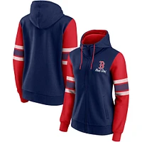 Fanatics pour femmes bleu marine/rouge Boston Red Sox Primary Script Full-Zip - Sweat à capuche