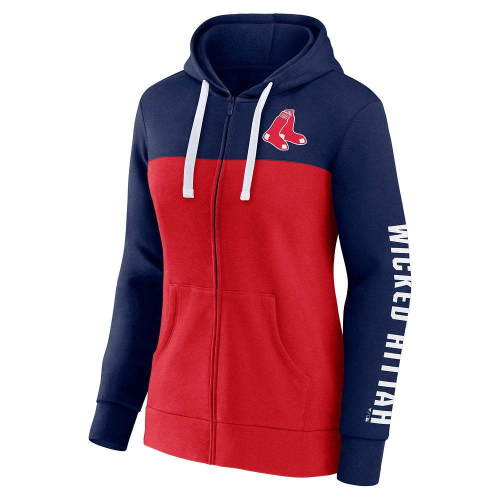 Women's Fanatics Navy/Red Boston Red Sox Take The Field Colorblocked Hoodie Full-Zip Jacket