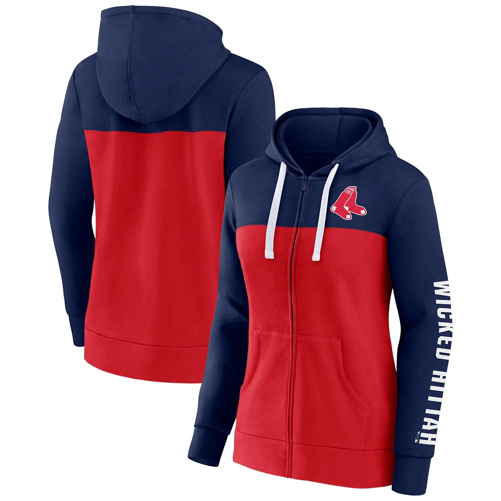 Women's Fanatics Navy/Red Boston Red Sox Take The Field Colorblocked Hoodie Full-Zip Jacket