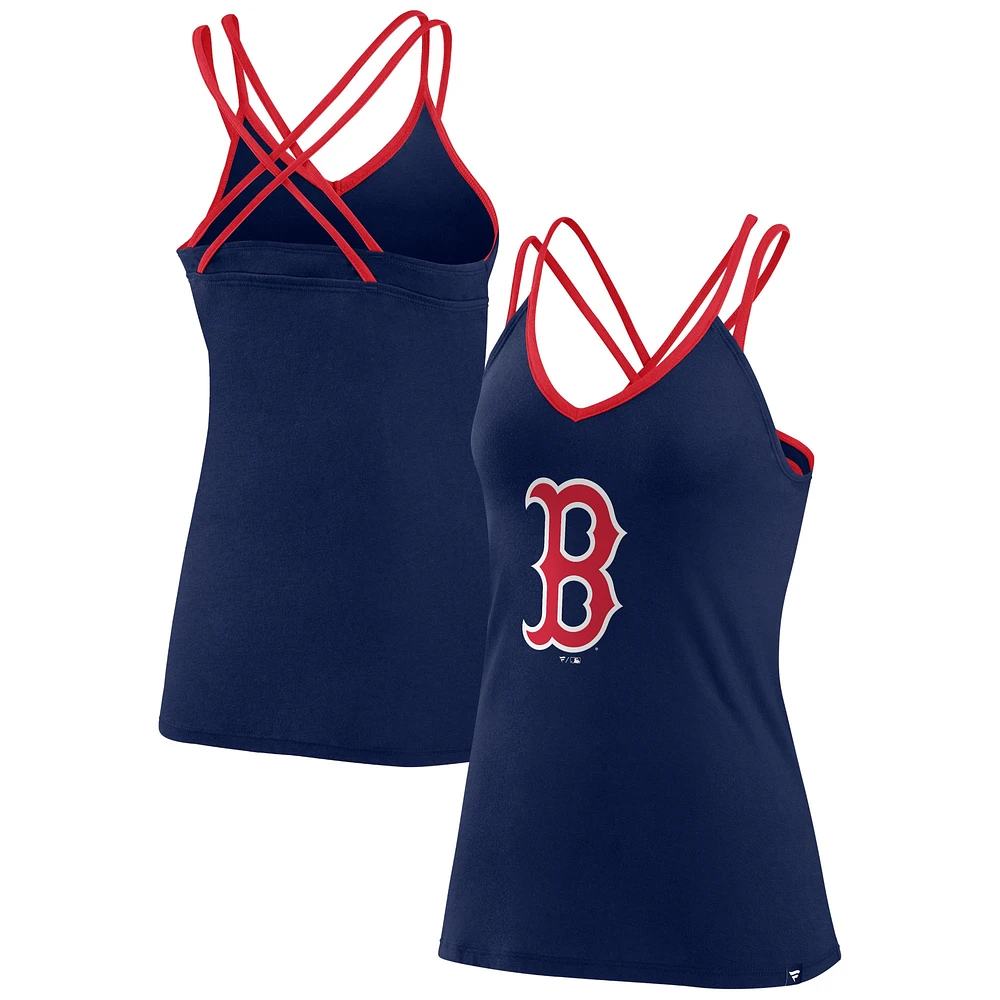 Women's Fanatics Navy Boston Red Sox Barrel It Up Cross Back V-Neck Tank Top