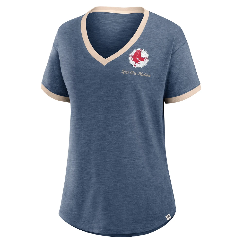 Women's Fanatics Navy Boston Red Sox Binge Worthy Stadium Slub V-Neck T-Shirt