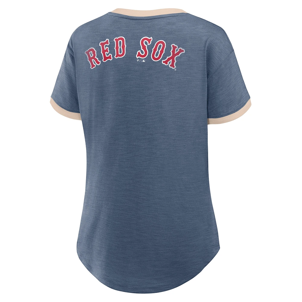 Women's Fanatics Navy Boston Red Sox Binge Worthy Stadium Slub V-Neck T-Shirt
