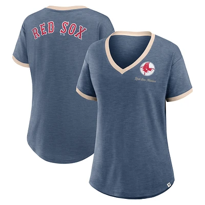 Women's Fanatics Navy Boston Red Sox Binge Worthy Stadium Slub V-Neck T-Shirt