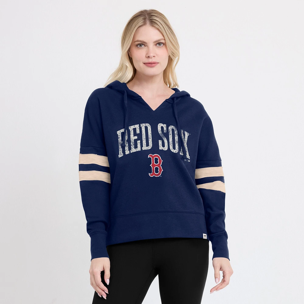 Women's Fanatics Navy Boston Red Sox Bold Move Notch Neck High Hip Hoodie