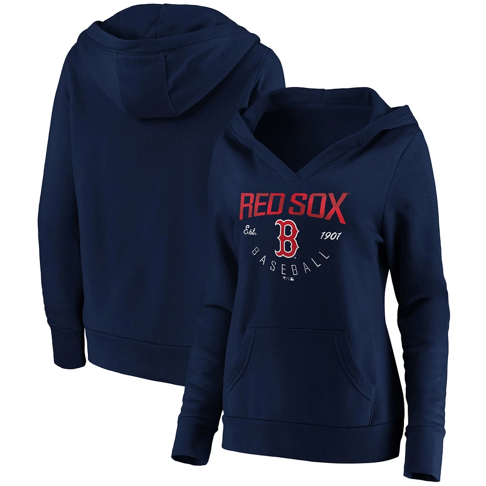 Sweat à capuche col en V Fanatics pour femmes, bleu marine, Boston Red Sox Core Live For It