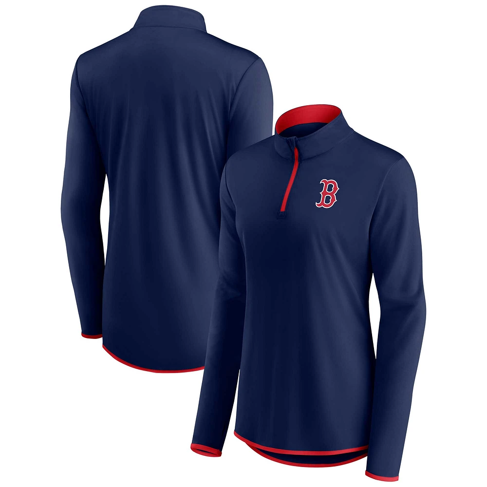 Women's Fanatics Navy Boston Red Sox Corner Quarter-Zip Top