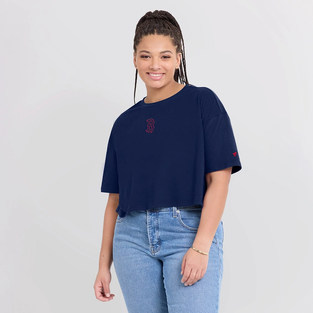 Women's Fanatics Navy Boston Red Sox Elements Super Soft Boxy Cropped T-Shirt