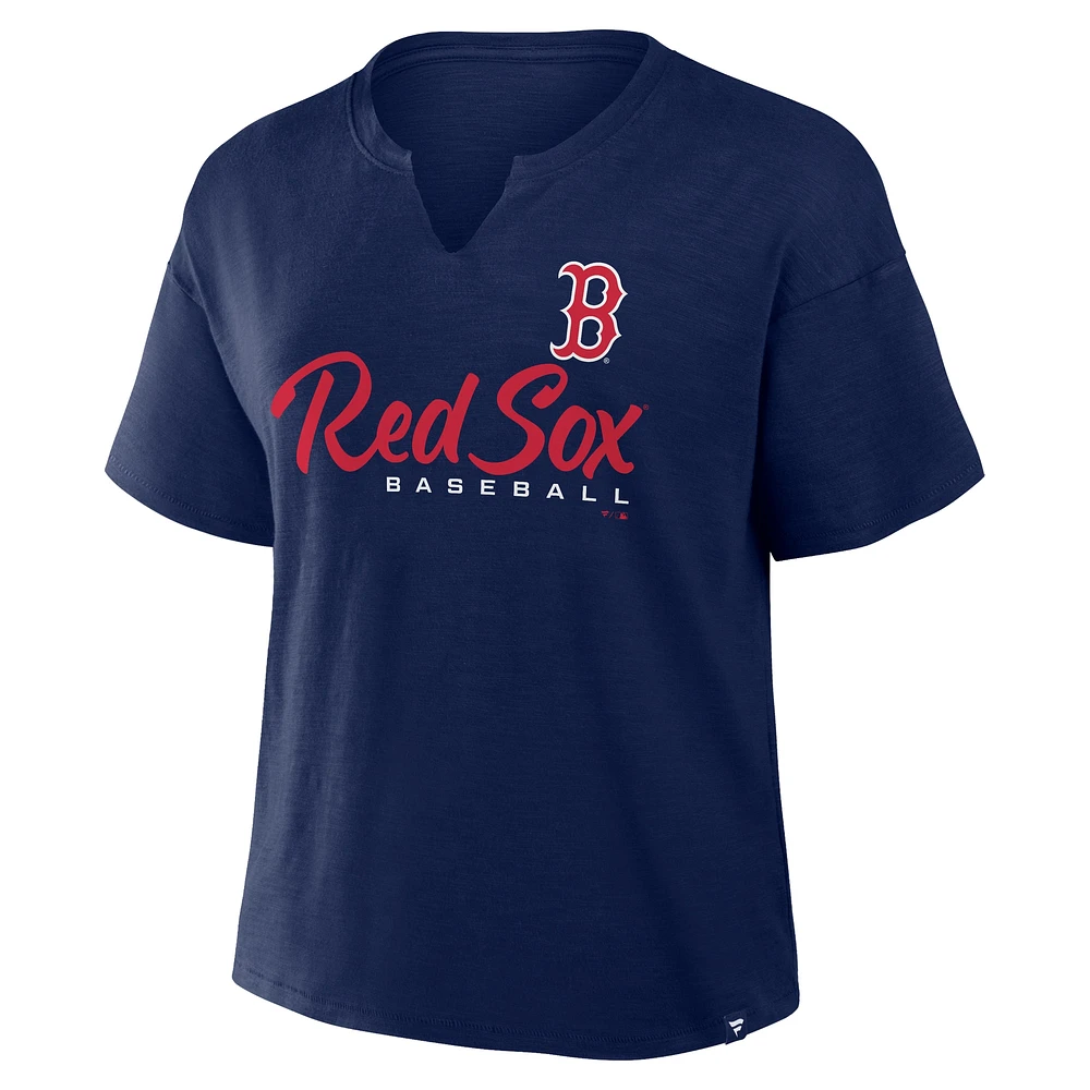 Women's Fanatics Navy Boston Red Sox Fan Fave Stadium Slub Boxy T-Shirt