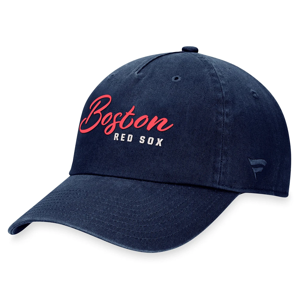 Casquette réglable Fanatics Navy Boston Red Sox Script pour femmes