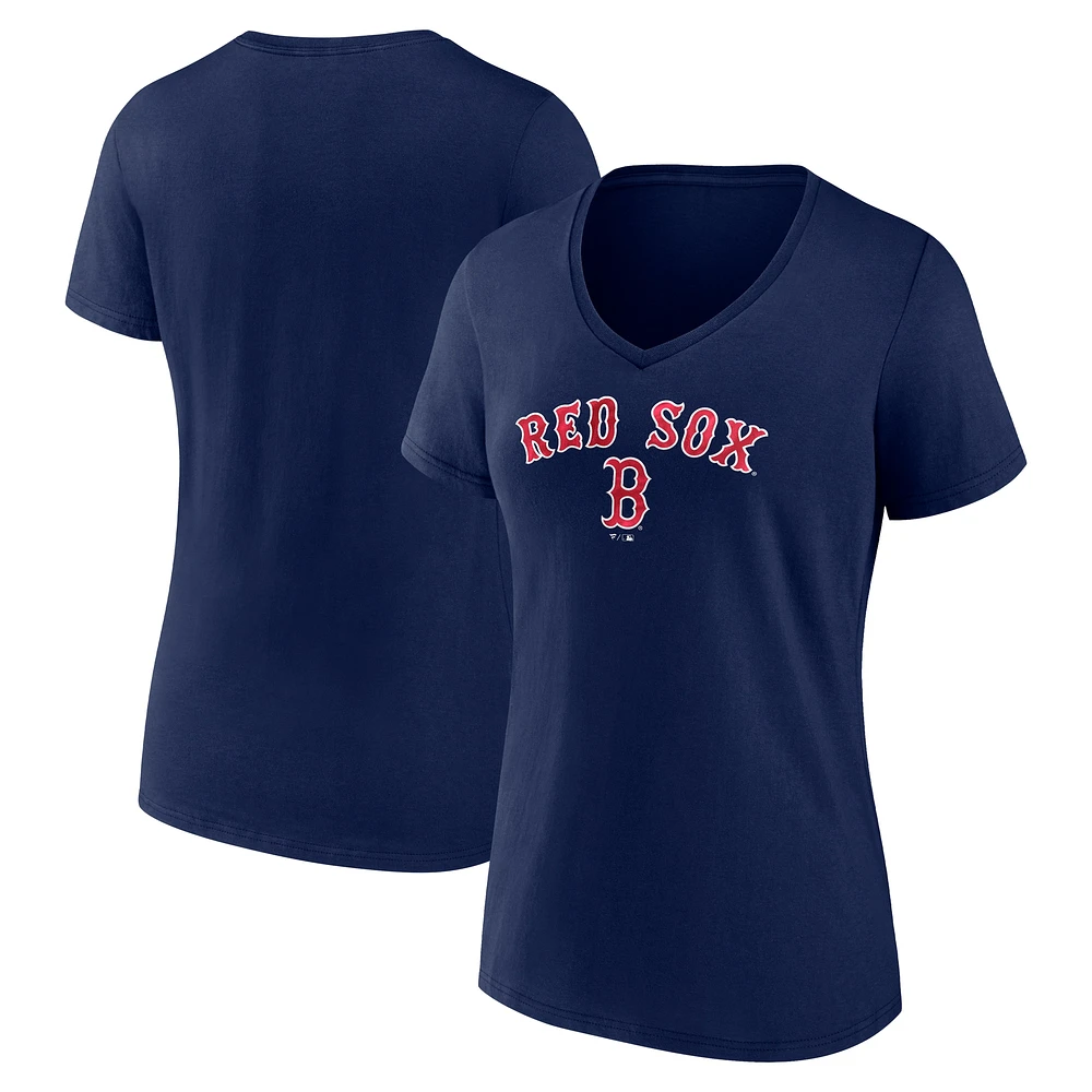 Women's Fanatics Navy Boston Red Sox Shine Bright V-Neck T-Shirt