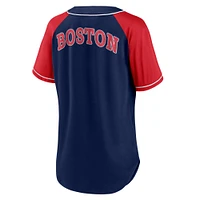 T-shirt à col en V Fanatics pour femmes, bleu marine, Boston Red Sox, style ultime, raglan