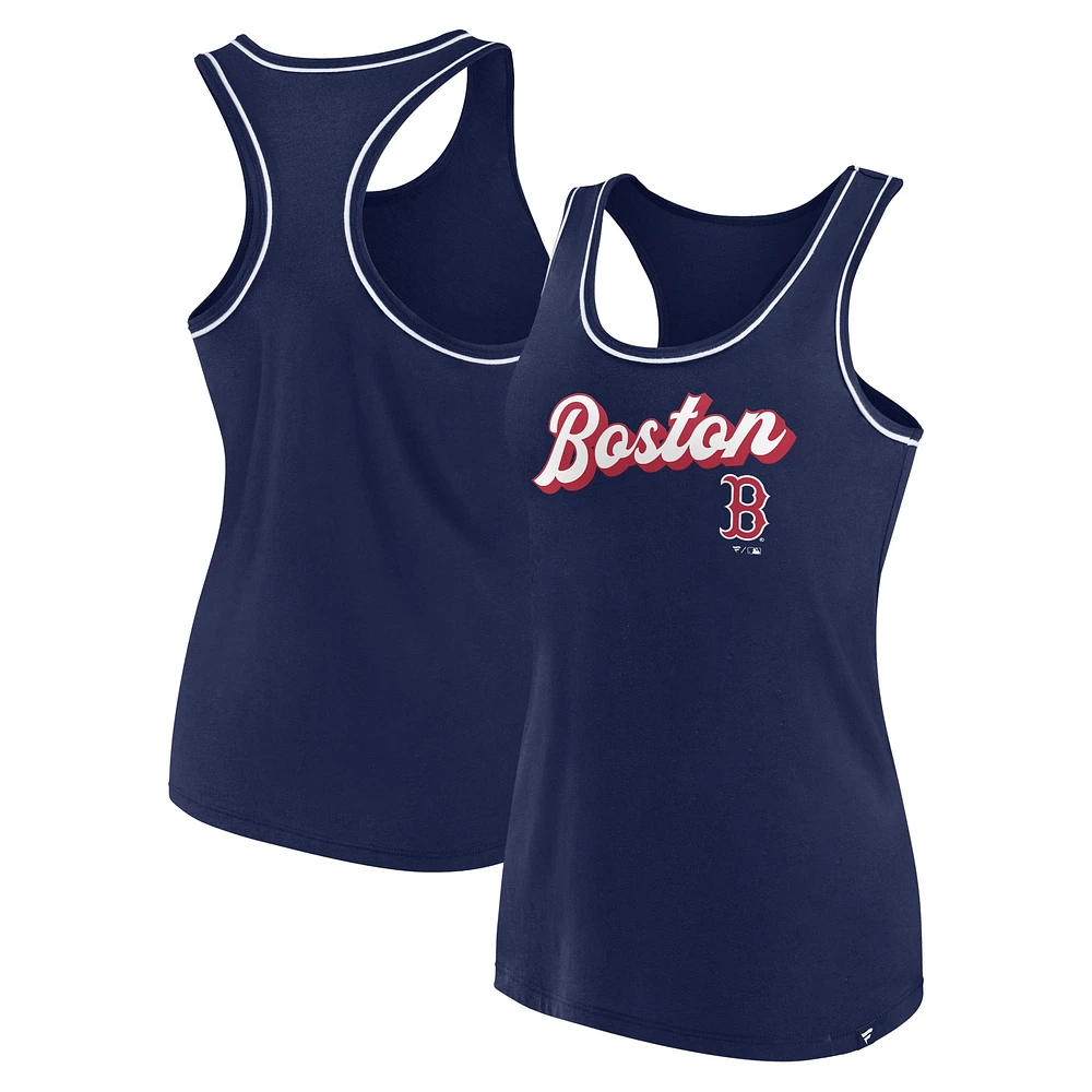 Women's Fanatics Navy Boston Red Sox Wordmark Logo Racerback Tank Top