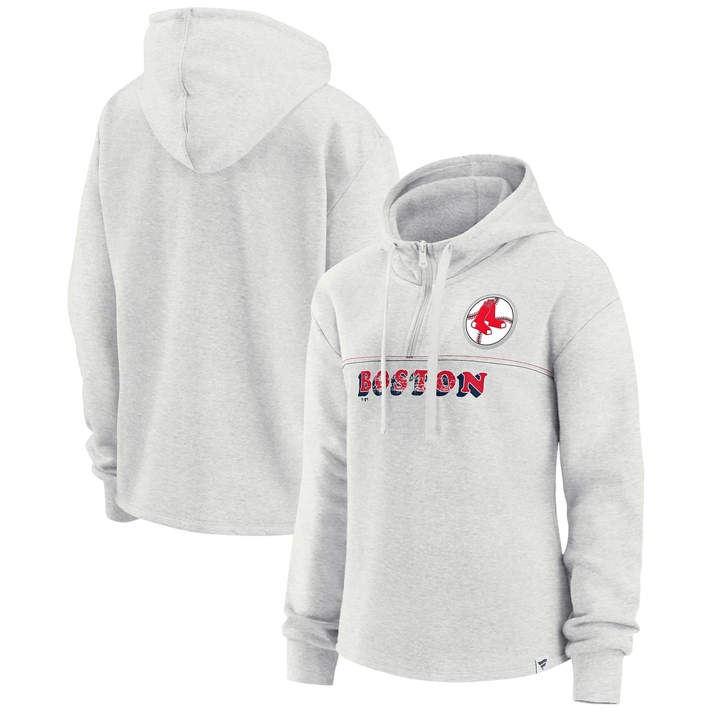 Women's Fanatics Oatmeal Boston Red Sox True Classics Legacy Quarter-Zip Hoodie