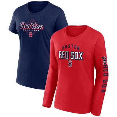 Pack combiné de t-shirts Fanatics pour femmes rouge/bleu marine des Red Sox Boston