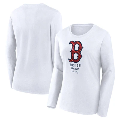 T-shirt léger ajusté à manches longues blanc Boston Red Sox Fanatics pour femmes