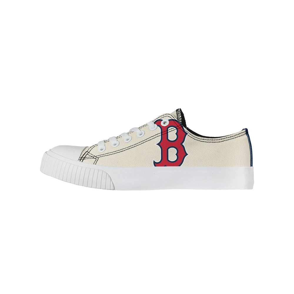 Women's FOCO Cream Boston Red Sox Low Top Canvas Shoes