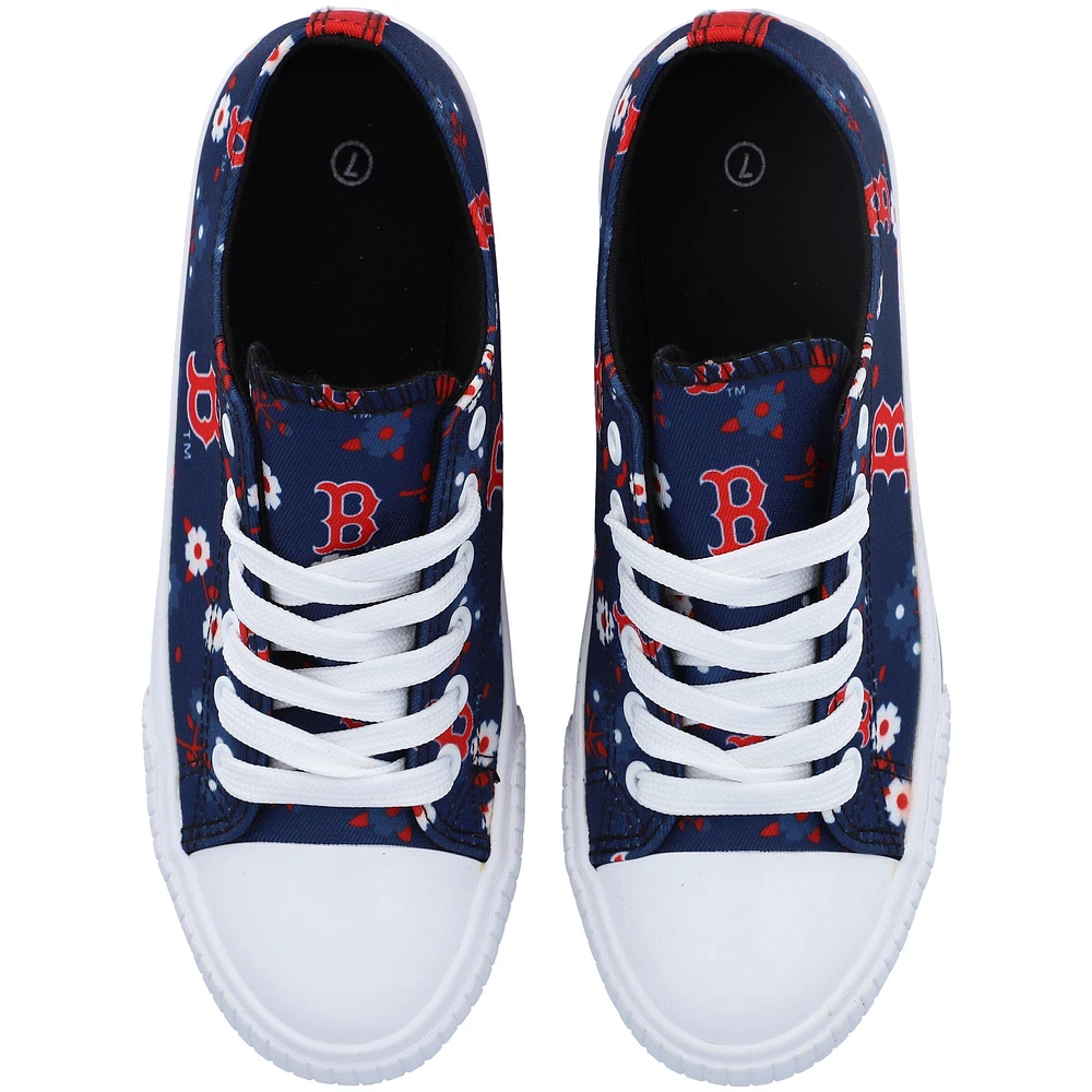 FOCO Navy Boston Red Sox Flower Canvas Allover Chaussures pour femmes