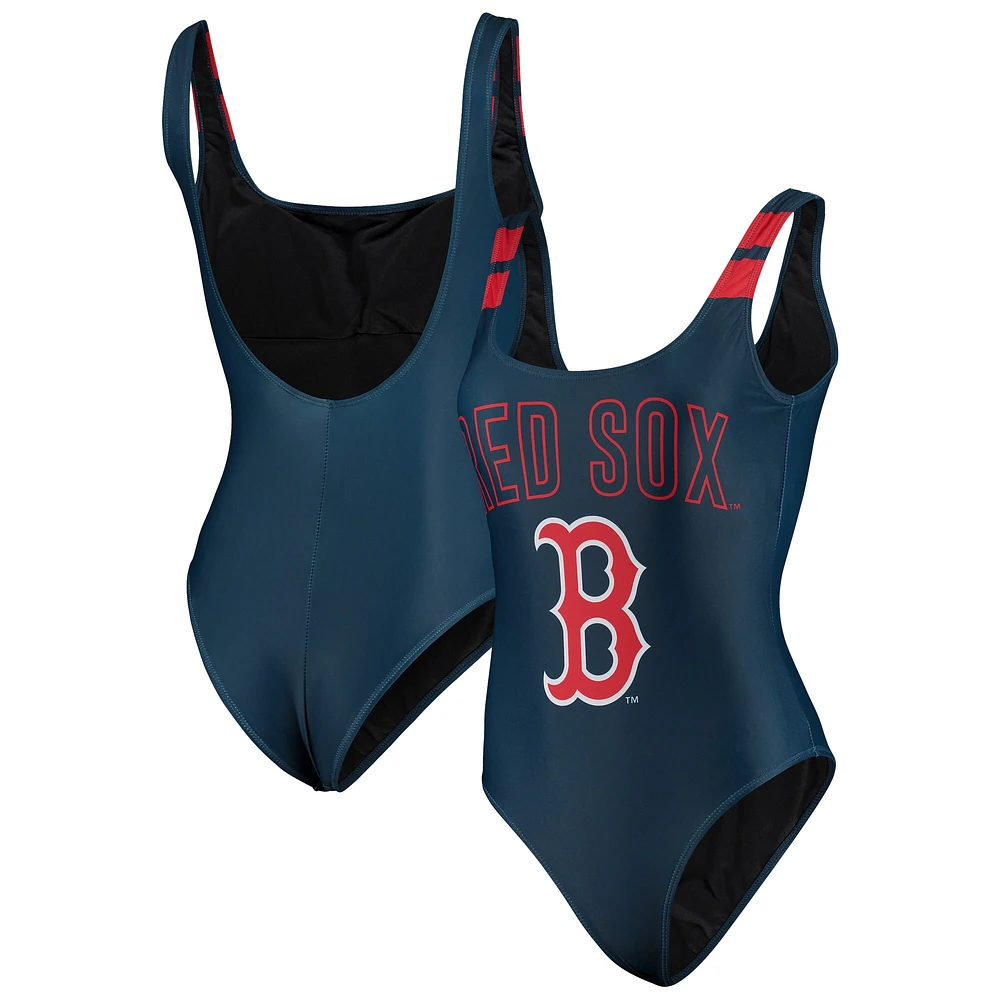 Maillot de bain une pièce FOCO pour femme, bleu marine, Boston Red Sox