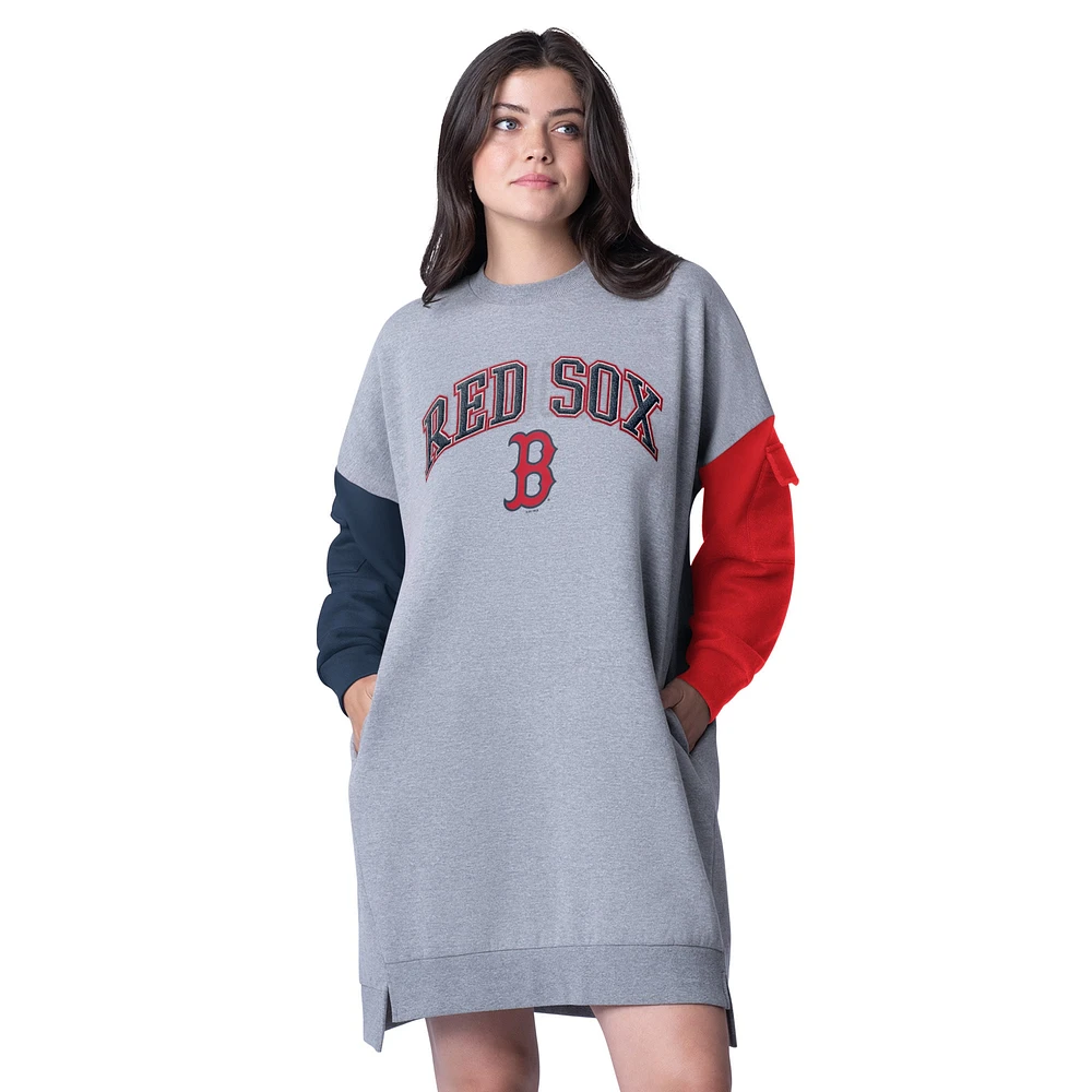 Robe de sport à manches longues G-III 4Her Carl Banks pour femme, gris chiné, Boston Red Sox Free Ball