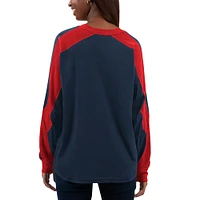 T-shirt à manches longues G-III 4Her par Carl Banks pour femmes, bleu marine/rouge, Boston Red Sox Smash Raglan