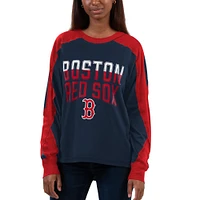 T-shirt à manches longues G-III 4Her par Carl Banks pour femmes, bleu marine/rouge, Boston Red Sox Smash Raglan