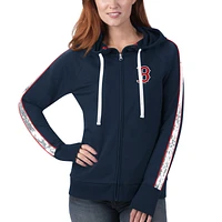 Sweat à capuche zippé intégral G-III 4Her by Carl Banks Boston Red Sox Game Changer Raglan pour femme