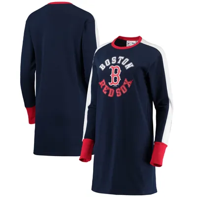 Women's Lusso White Boston Red Sox Nettie Raglan Half-Sleeve Tri-Blend T-Shirt Dress Size: Small