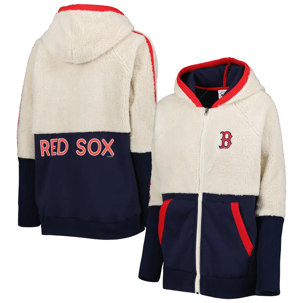 Sweat à capuche Raglan pour femme G-III 4Her by Carl Banks Oatmeal/Marine Boston Red Sox Shuffle It