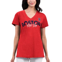 Women's G-III Sports by Carl Banks Red Boston Sox Key Move V-Neck T-Shirt