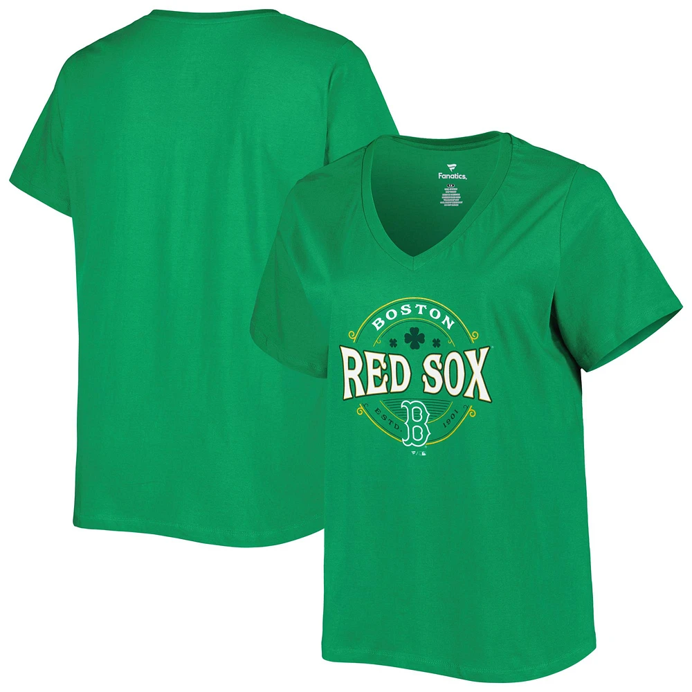 Women's Kelly Green Boston Red Sox Plus Celtic V-Neck T-Shirt