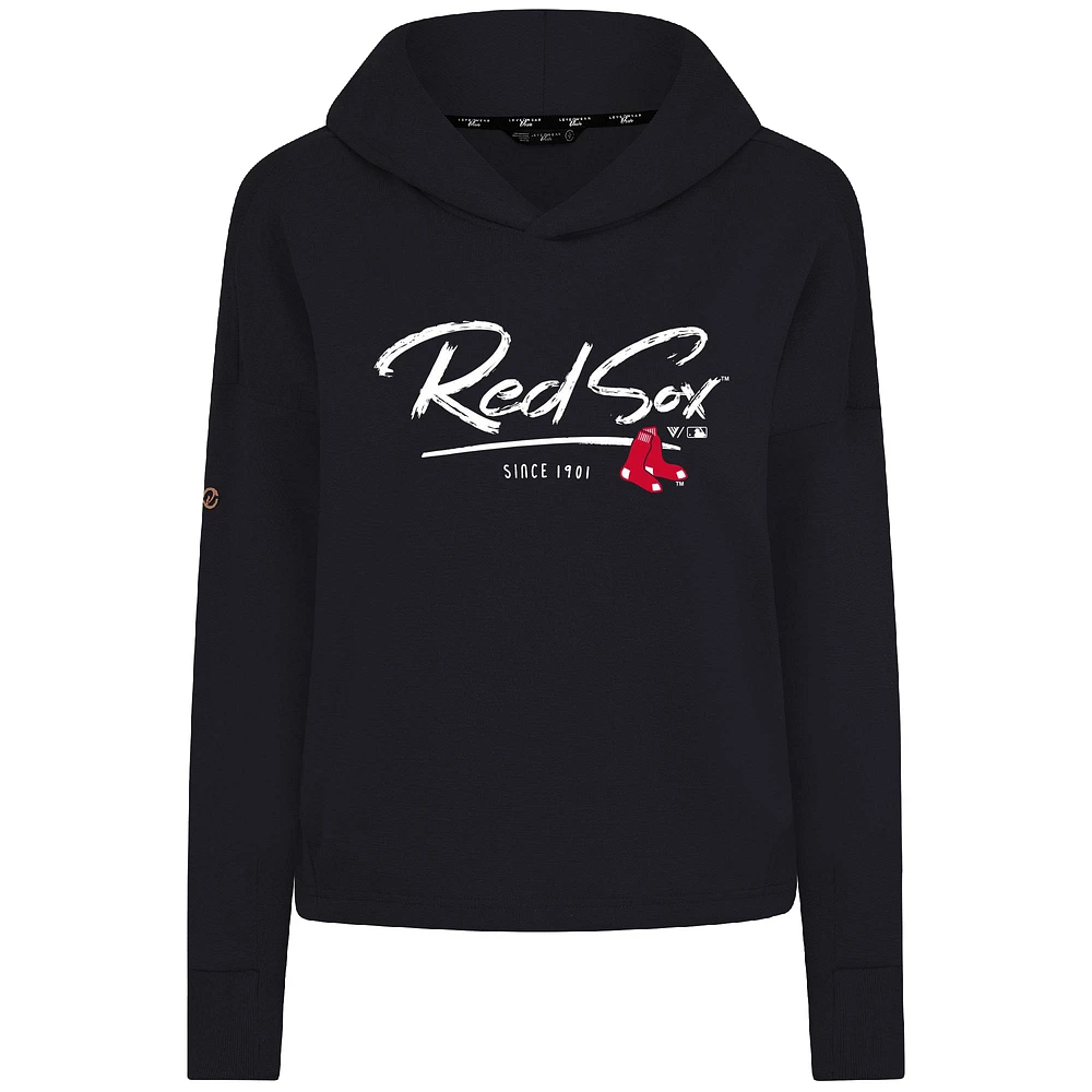 Sweat à capuche court noir Levelwear pour femme, motif Accolade Sweet Express, tri-blend, Boston Red Sox