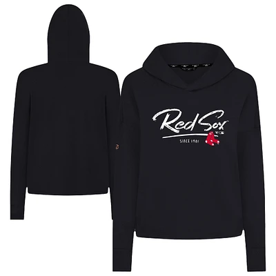 Sweat à capuche court noir Levelwear pour femme, motif Accolade Sweet Express, tri-blend, Boston Red Sox