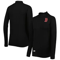 Veste noire Levelwear Boston Red Sox Verse Asymetric Raglan Tri-Blend Quarter-Zip pour femme