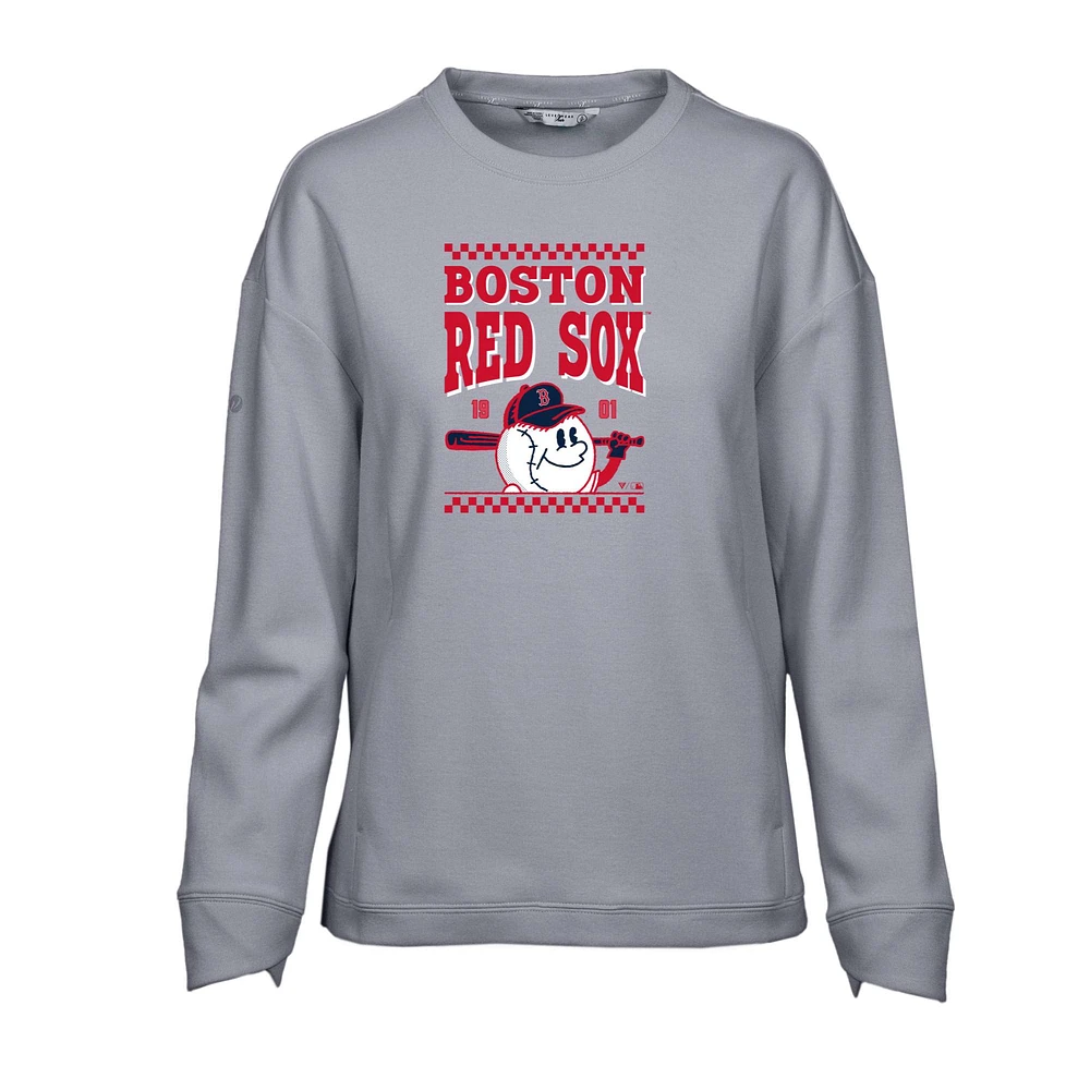 Women's Levelwear Gray Boston Red Sox Fiona Inaugural Pullover Sweatshirt