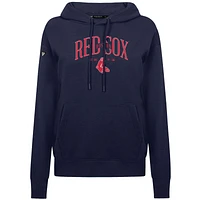 Women's Levelwear Navy Boston Red Sox  Adorn Throwback Spellout Pullover Hoodie
