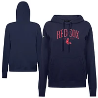 Women's Levelwear Navy Boston Red Sox  Adorn Throwback Spellout Pullover Hoodie