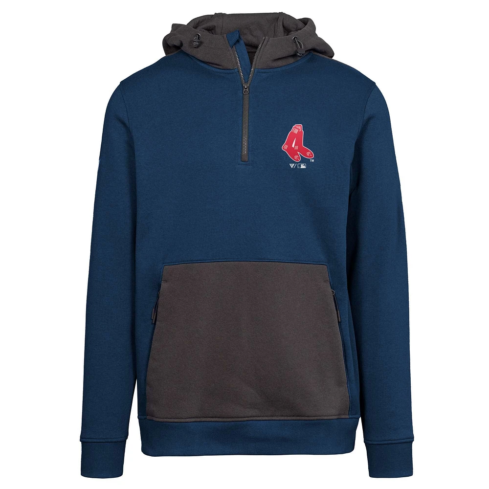 Women's Levelwear Navy Boston Red Sox Cooperstown Collection Chicane Core Logo Quarter-Zip Pullover Hoodie