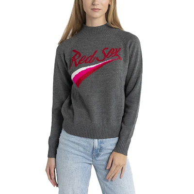 Women's Lusso  Gray Boston Red Sox Serena Raglan Pullover Sweater