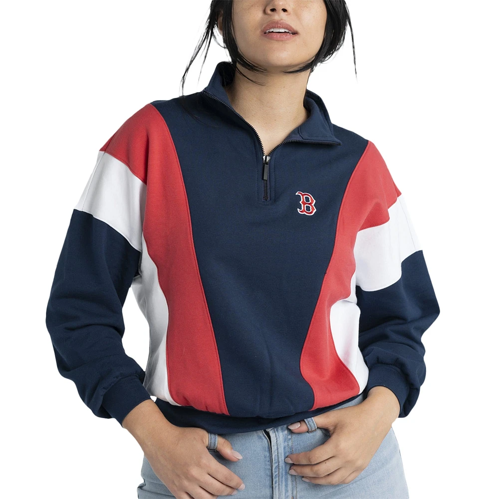 Women's Lusso  Navy Boston Red Sox Malia Quarter-Zip Sweatshirt