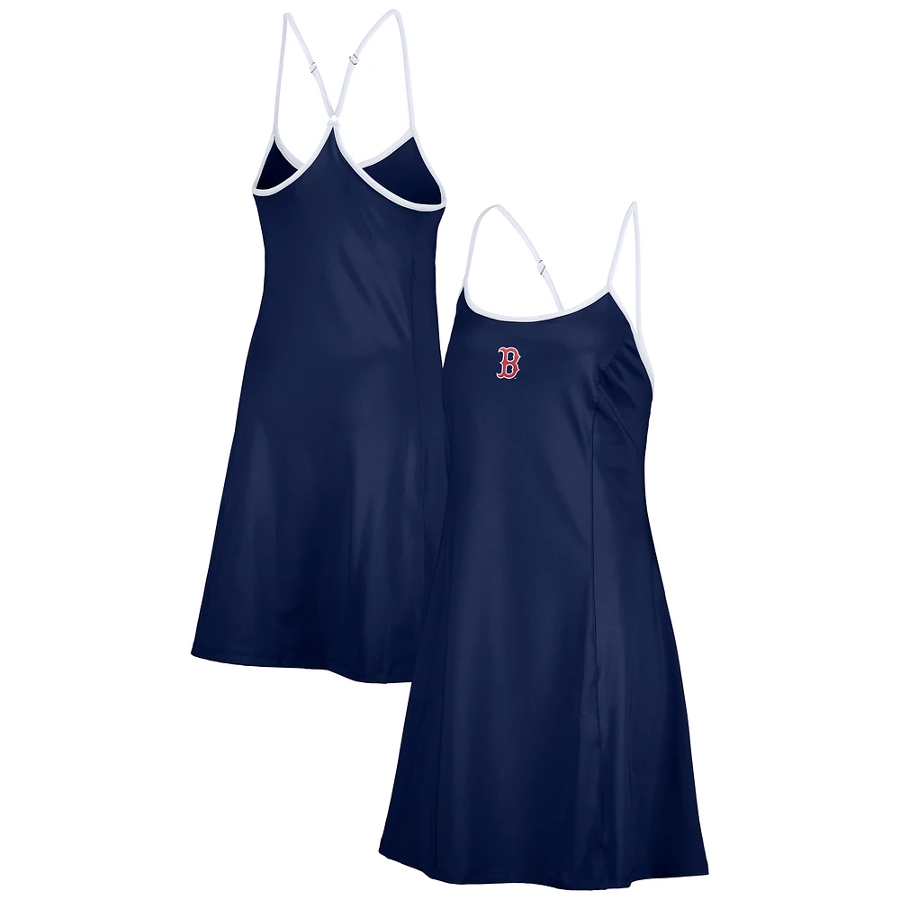 Women's Lusso  Navy Boston Red Sox Nakita Strappy Scoop Neck Dress