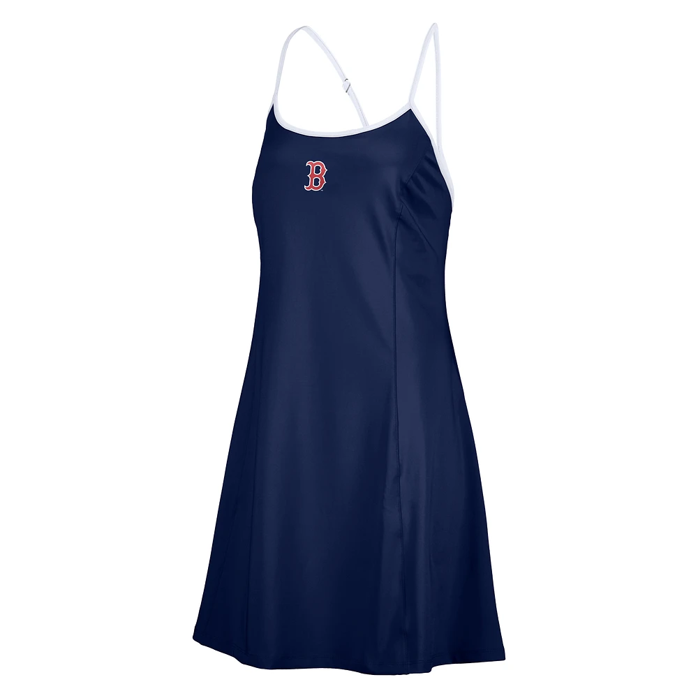 Women's Lusso  Navy Boston Red Sox Nakita Strappy Scoop Neck Dress