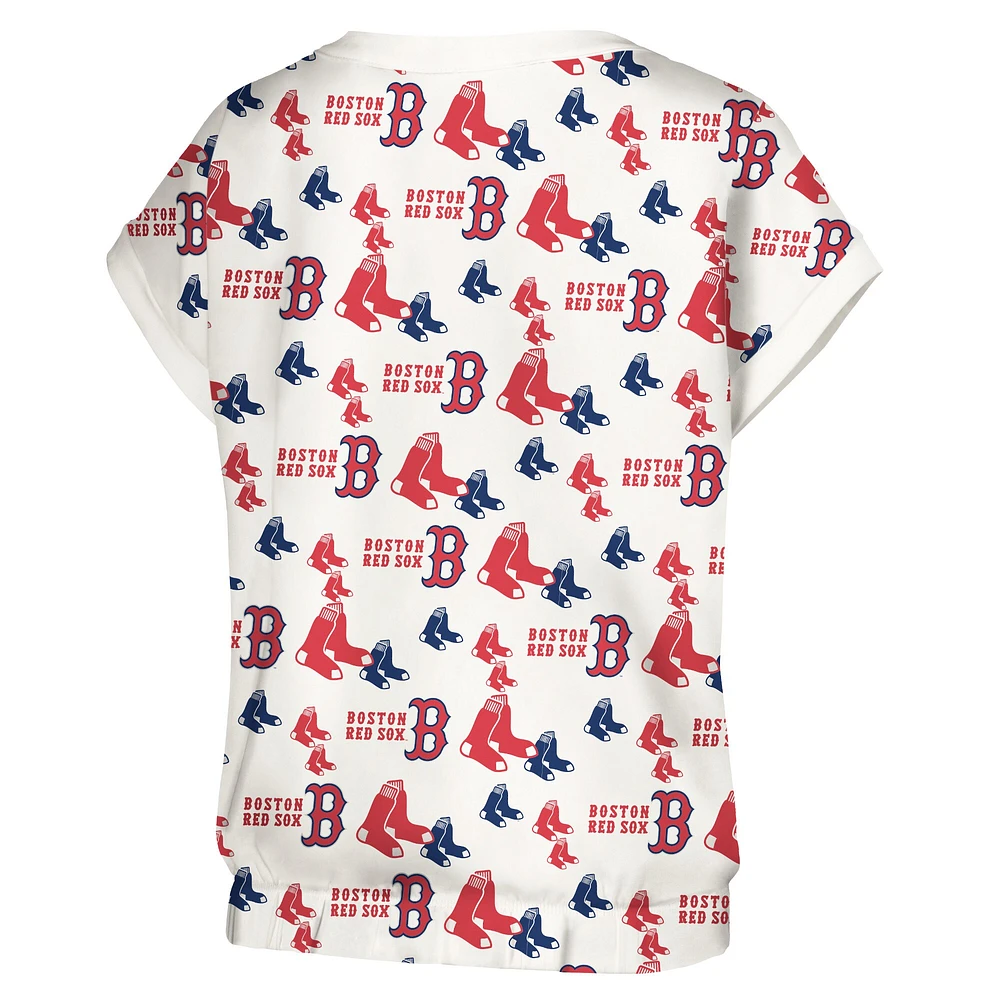 T-shirt Madge Dolman tri-mélange Lusso White Boston Red Sox pour femme