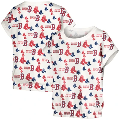 T-shirt Madge Dolman tri-mélange Lusso White Boston Red Sox pour femme